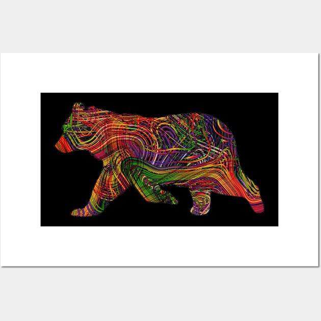 Bear Lovers Vibrant Artists String Illustration Wall Art by grendelfly73